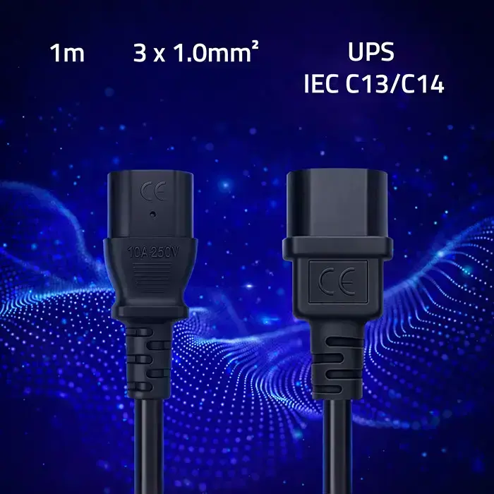 Qoltec Power cable IEC C13 | C14 | 3x1.00mm² | Pure copper Cu | 1m Фото num