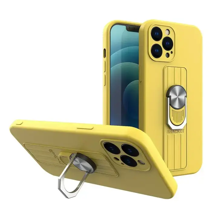 Ring Case silicone phone case with stand for iPhone 11 Pro Max yellow