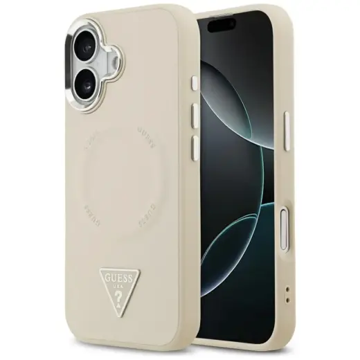 Guess Triangle Logo MagSafe Case for iPhone 17 Beige