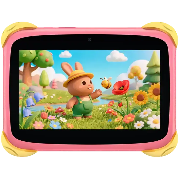 Blackview Link 1 Kids Mini WiFi6 7-inch 1024x600 HD+ 60Hz RK3562 2.0Hz 3GB+32GB 3000mAh Cam 2MP 5MP Stylus glass protector Handle Stand design Android 16 Sweet Pink