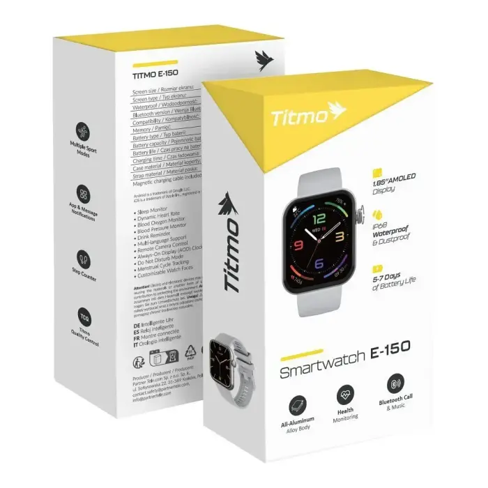 Smartwatch TITMO E-150 (AMOLED, bluetooth call) silver 0INT
