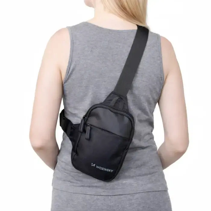 Wozinsky WMS-W1 Unisex Mini Shoulder Bag Waterproof Dual-Compartment for Phone - Black Foto 2