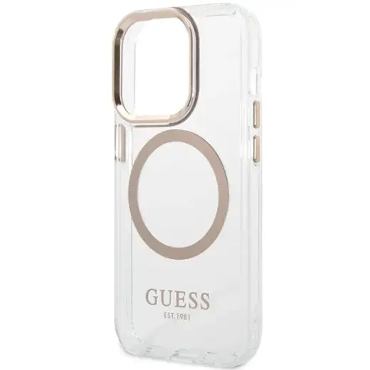 Guess GUHMP15XHTRMD iPhone 15 Pro Max 6.7" złoty|gold hard case Metal Outline Magsafe Фото num