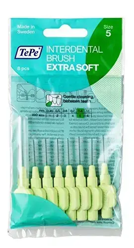TePe Interdental Brush Extra Soft  Supersoft Dental Brush for Teeth Cleaning  Pack of 8  0.8 Mm  Large Gaps  Green  Size 5 Foto 2