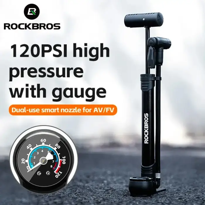 Rockbros 42310006001 bicycle pump with pressure gauge - black Foto 7