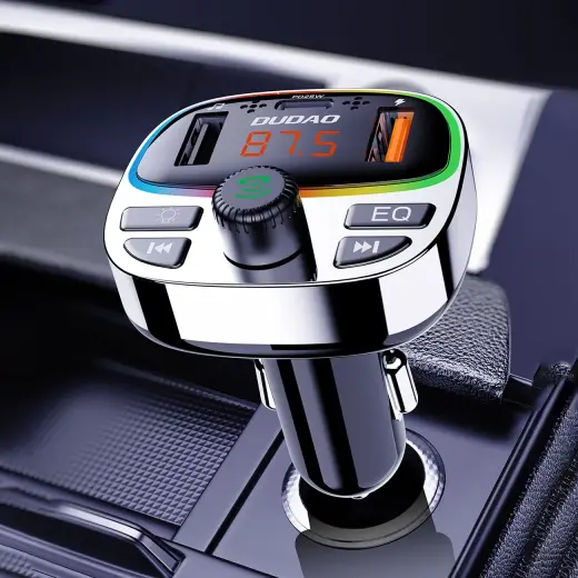 Dudao R2PRO+ Transmitter with PD25W Bluetooth 5.3 RGB Charging Ports - Black and Silver Фото num
