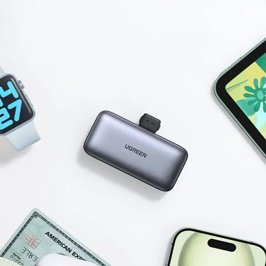 Ugreen PB503 5000mAh внешний аккумулятор (powerbank) с портом Тип C и интегрированным коннектором Тип C - серый Фото num