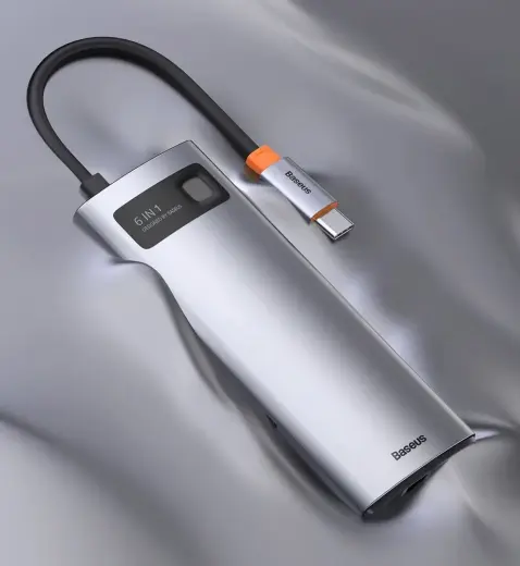 Baseus Metal Gleam 6in1 multifunctional HUB USB Type C - USB Type C Power Delivery 100 W | HDMI 4K 30 Hz | 3x USB 3.2 Gen 1 | RJ45 1 Gbps (CAHUB-CW0G) Foto 5