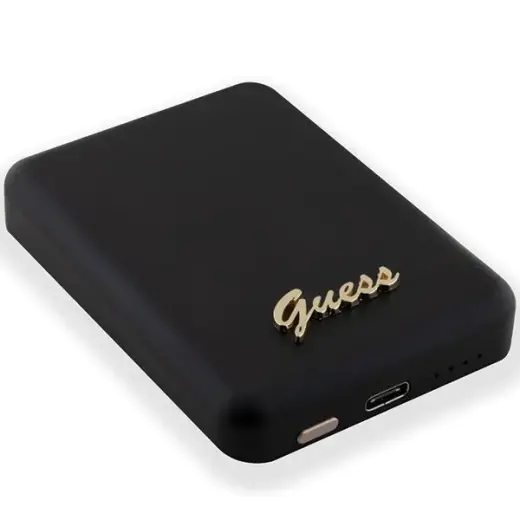 Guess GUPBM5ALGSGK Metal Script Logo ārējais akumulators (powerbank) | 5000 mAh | 15W | MagSafe | melns Foto 4