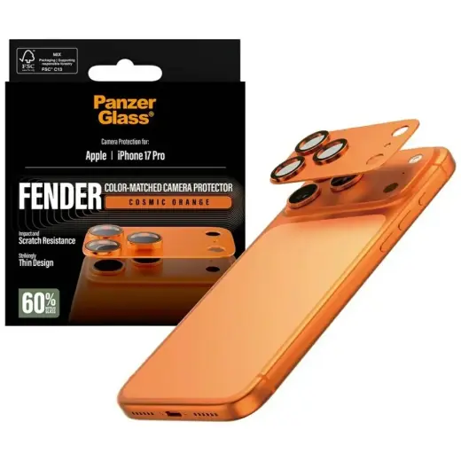 Tempered glass for lens PanzerGlass Fender Camera Protector for iPhone 17 Pro orange Foto 4