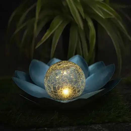 Forever Light Solar LED Lamp SUNARI FLS-70 Lotus Flower Blue 3000K 600mAh Ni-MH Foto 2