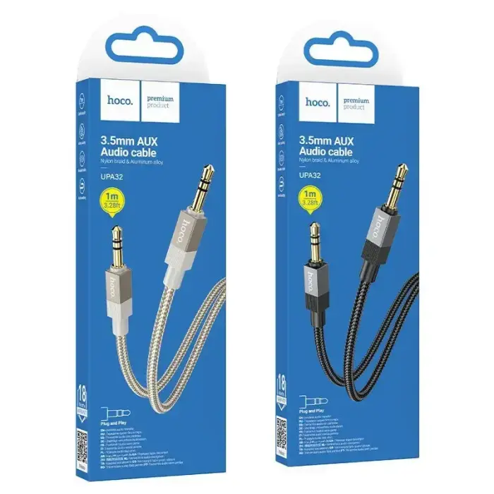 Cable AUX Jack 3,5 mm (male) to Jack 3,5 mm (male) Hoco 1 m UPA32 black Photo