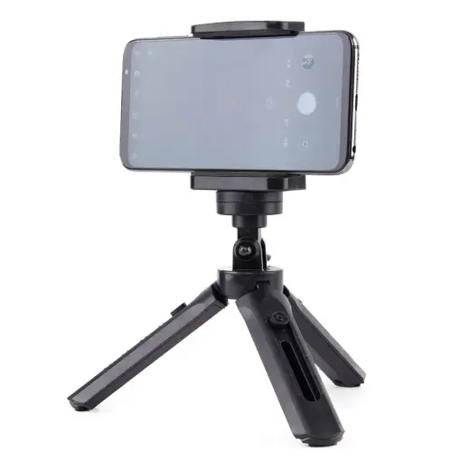 Mini statīvs ar tālruņa turētāju, selfiju nūjiņas kameras GoPro turētājs melns Foto 3
