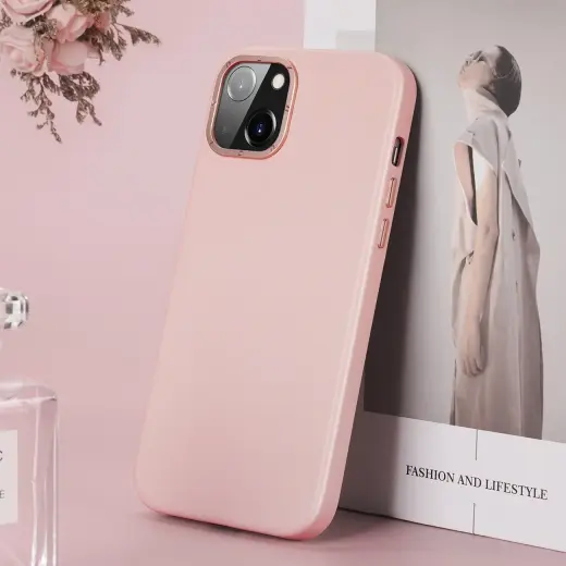 Dux Ducis Grit Leather Case for iPhone 14 Plus Elegant Faux Leather Cover (MagSafe Compatible) Pink Foto 11