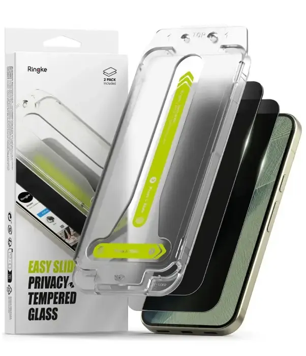 Ringke Easy Slide tempered glass for phone Google Pixel 9 Pro XL | Google Pixel 10 Pro XL | Google Pixel 11 Pro XL (privacy effect) with applicator (2 pcs.)