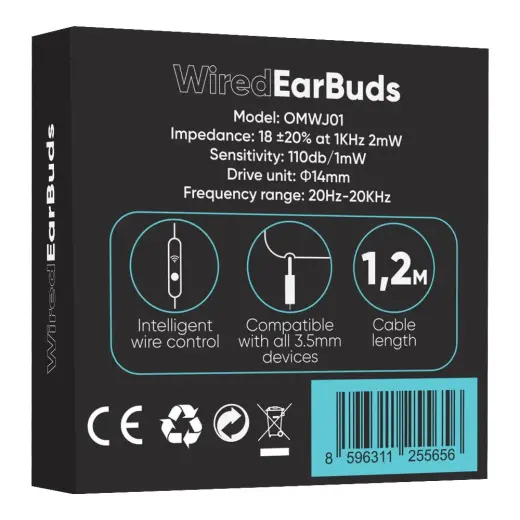 OBAL:ME Wired Earphones 3.5mm Jack Black Foto 3