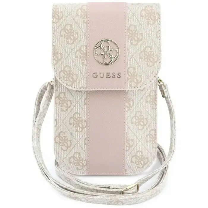 Phone bag Guess 4G & Classic Logos Stripe Strap pink