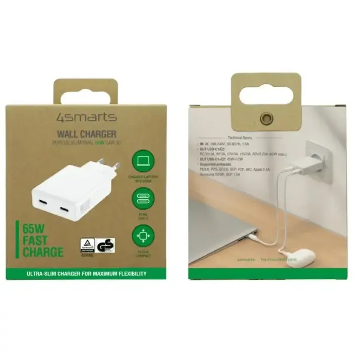 Wall Charger 4smarts PDPlug Slim Dual 65W GaN 2xUSB-C white Foto 6