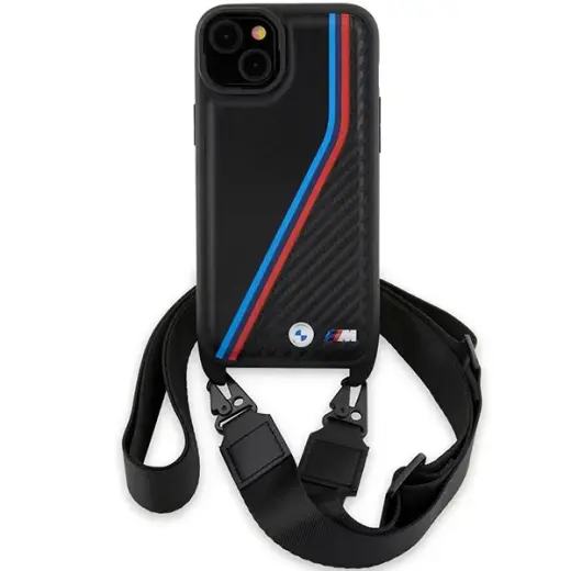 BMW BMHCP15M23PSVTK iPhone 15 Plus | 14 Plus 6.7" czarny|black hardcase M Edition Carbon Tricolor Lines & Strap Foto 2