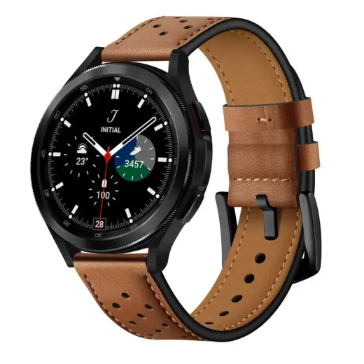Tech-Protect Leather viedpulksteņa siksniņa priekš Samsung Galaxy Watch 4/5/5 Pro/6/7/FE | āda | brūna