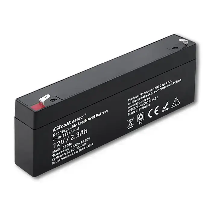 Qoltec AGM battery | 12V | 2.3Ah | Maintenance-free | Efficient| LongLife | for UPS, scale, cash register Foto 9