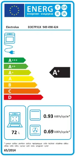 Electrolux iebūvējama cepeškrāsns, 72 l, nerūsējoša tērauda Photo