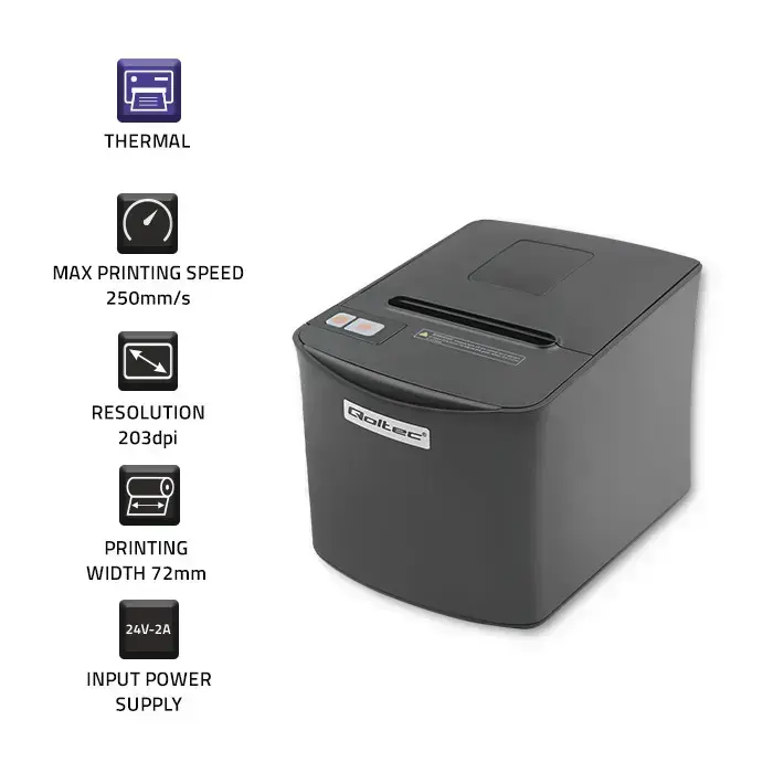 Qoltec Receipt printer RTP-0256 | voucher | thermal | High Speed | 203 dpi | USB Foto 4