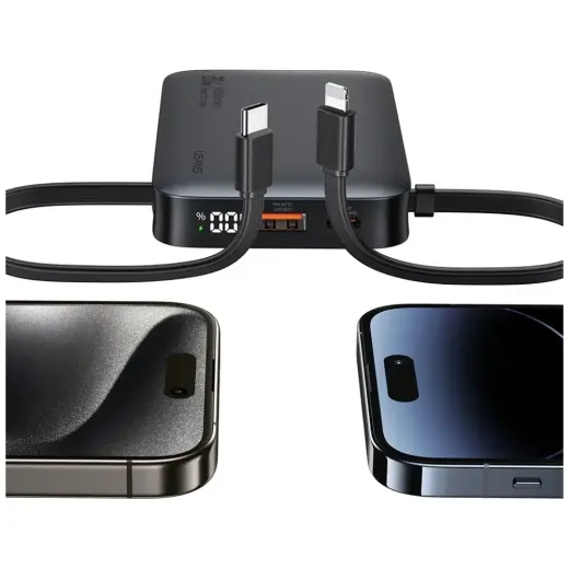 Внешний аккумулятор (powerbank) USAMS XR Series CD228 10000mAh 20W + кабель USB-C|Lightning черный Фото num