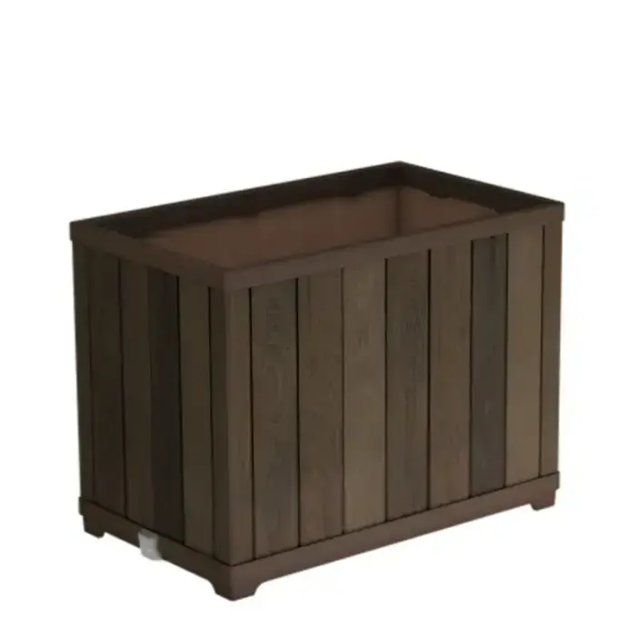 Deco Rectangle Tall Planter Walnut Flower Pot