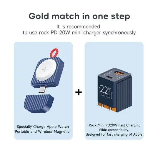 Rock Induction charger W26 - Type C - for Apple Watch 2,5W white Foto 7