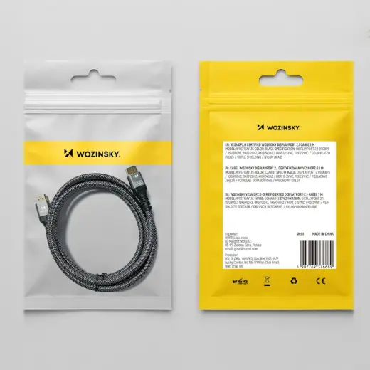 Wozinsky WPS-16AYL2S DisplayPort 2.1 Cable VESA Certified 80 Gb|s 16K@60Hz 8K@120Hz 4K@240Hz HDR HDCP DSC 2m - Black Foto 10