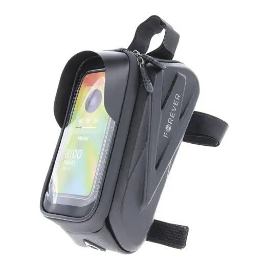 Waterproof bike frame bag with shell sides and phone holder Forever Outdoor black Photo