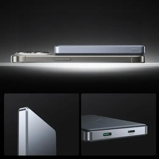 Joyroom JR-PBM08 Pro ārējais akumulators (powerbank) | 10000 mAh | 20W | Lightning, USB-C, Bezvadu, MagSafe | pelēks Foto 11