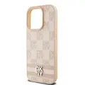 DKNY Leather Checkered Mono Pattern & Printed Stripes case for iPhone 15 Pro Max - pink — Foto 6
