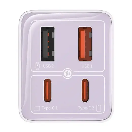 Baseus GAN6 Pro Fast Charger, 2xUSB-C + 2xUSB, 65W (purple) Foto 6