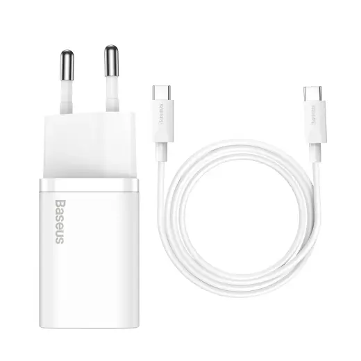 Baseus Super Si зарядное устройство | 25W | USB-C | с проводом USB-C на USB-C в комплекте | белое Фото num