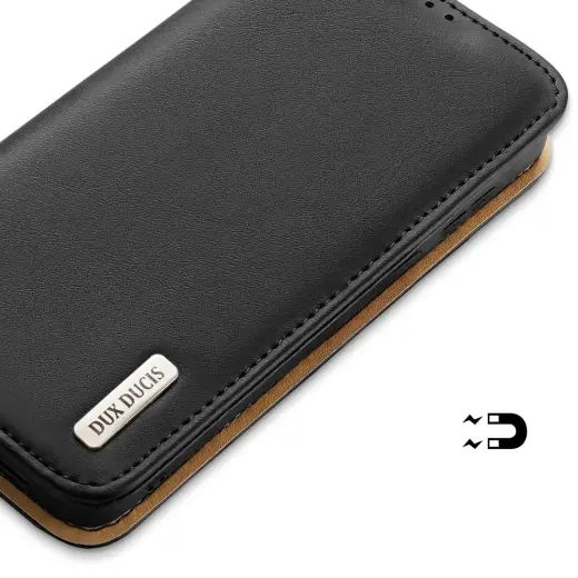 Dux Ducis Hivo Leather Flip Cover Genuine Leather Wallet For Cards And Documents Samsung Galaxy S22 + (S22 Plus) Black Photo