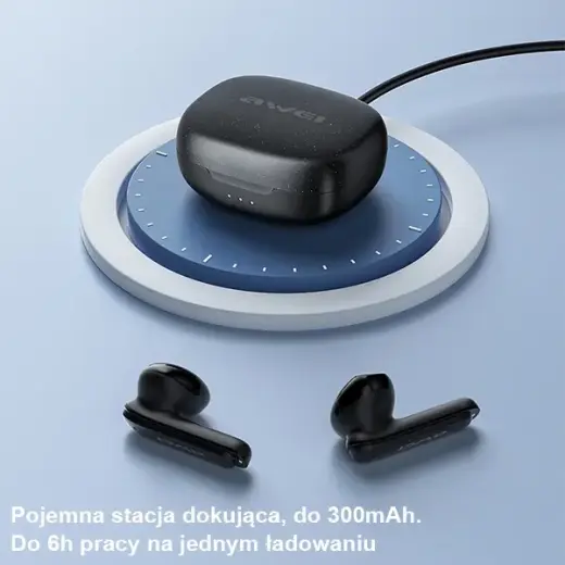 AWEI słuchawki Bluetooth 5.3 T66 TWS + stacja dokująca czarny|black Foto 6