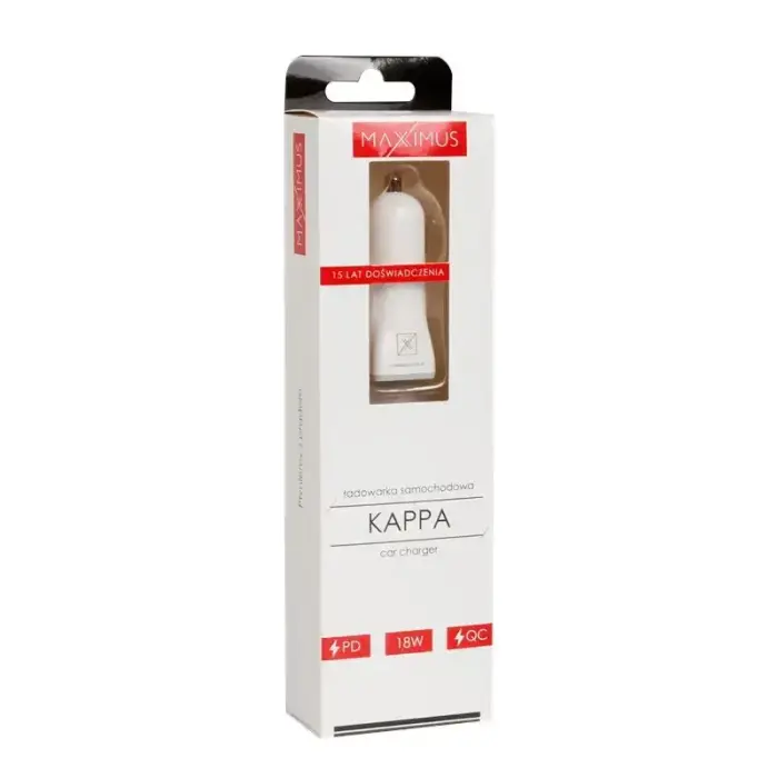 CAR CHARGER  MX KAPPA 18W PD+QC, USB-A+C  WHITE Foto 2