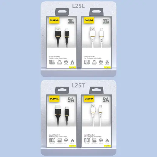 Dudao L25T USB-A - USB-C Silicone Cable 5A 1m - White Фото num