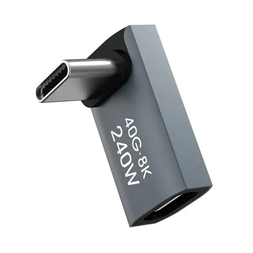 Wozinsky WPKF-01 USB-C - USB-C 40Gb|s 240W 8K OTG Angled Adapter - Gray Фото num