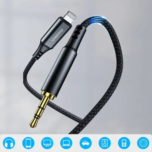 Choetech AUX009 Lighting | mini jack 3.5mm cable 2 m - black Photo