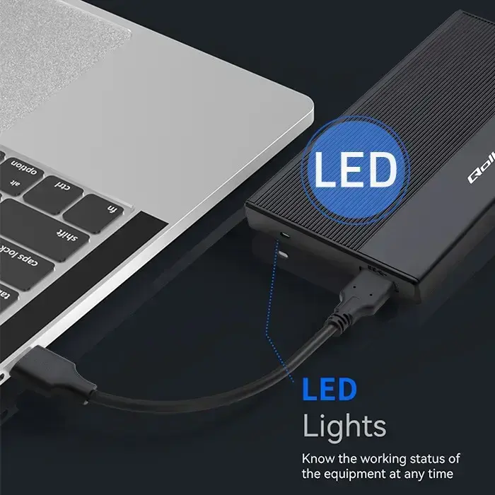 Qoltec Aluminium Enclosure | SSD HDD 2.5'' drive | SATA | USB 3.0 | Super speed 5Gb/s | 2TB | Black Foto 4