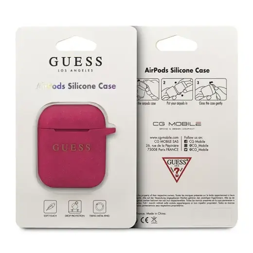 Guess GUACCSILGLFU Silikona Aizsargapvalks Austiņām Apple Airpods 1 | 2 Rozā Foto 2