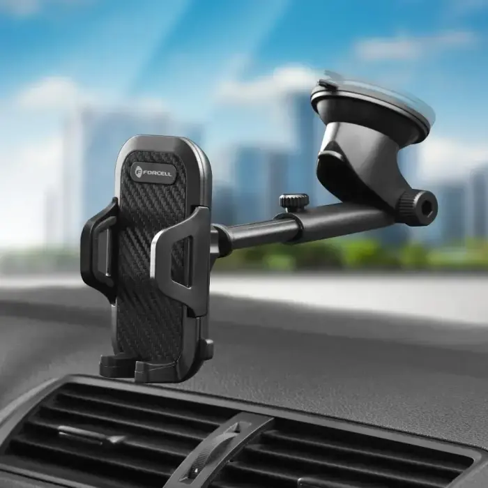 Car phone holder Forcell F-Grip Carbon Bracket mounting arm windshield / dashboard black Photo