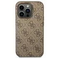 Guess GUHCP14LG4GFBR iPhone 14 Pro 6,1" brązowy|brown hard case 4G Metal Gold Logo Фото num