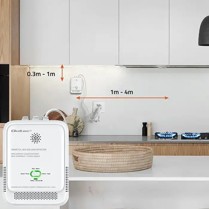 Qoltec Certified wireless Gas Leak (CH4) and Carbon monoxide (CO) detector | alarm 85dB | LED Foto 5