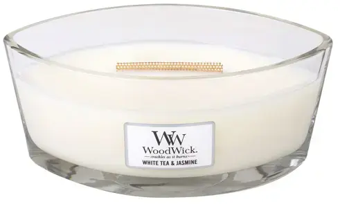 WoodWick White Tea & Jasmine scented candle with wooden wick 453,6 g Фото num