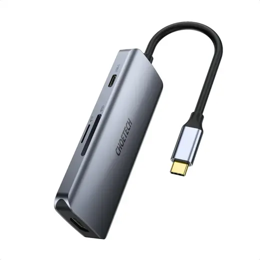 Choetech 7in1 multifunctional USB Type C HUB - 3x USB 3.2 Gen 1 | SD and TF memory card reader | HDMI 4K 30Hz | USB Type C gray (HUB-M19 gray) Фото num