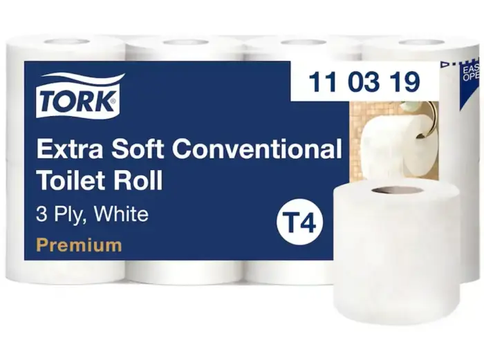 Tualetes papīra ruļļi Tork Premium Extra Soft T4, 3 slāņu